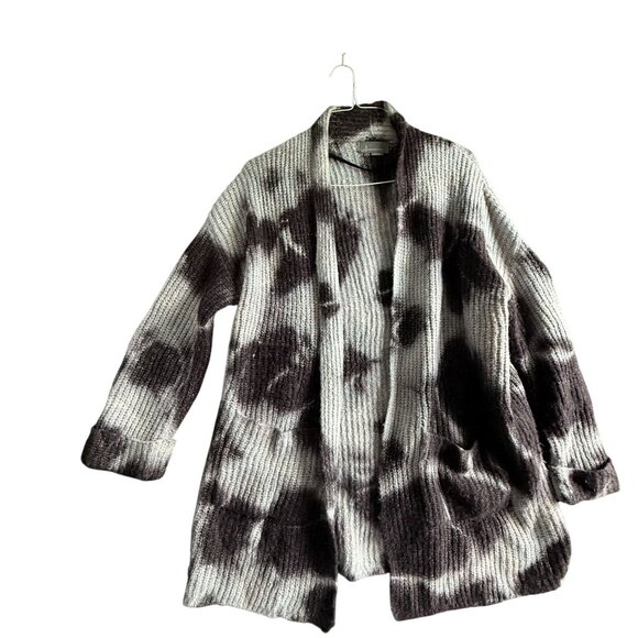Anthropologie Avalon Tie-Dye Knit Cardigan Sweater Small Gray Cozy Winter - Picture 2 of 11